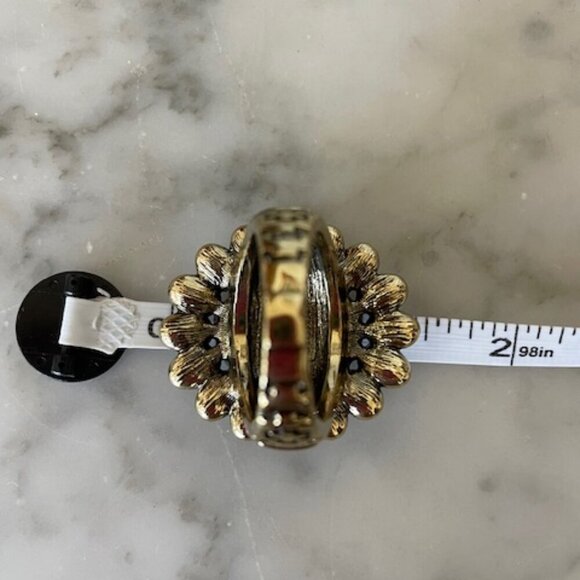 HEIDI DAUS Signed Amethyst Topaz Cocktail Statement Ring Costume 12 RARE - Picture 14 of 15